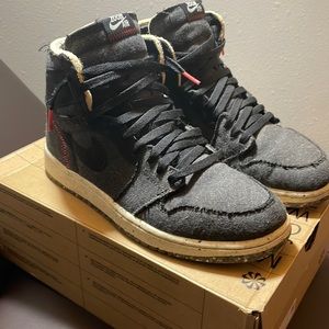 Air Jordan 1 zoom crater black/flash crimson/wolf gray, size 9 1/2